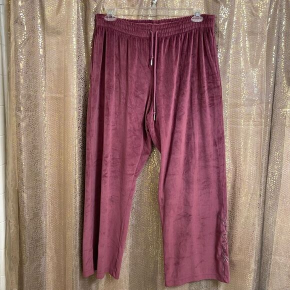 Victoria's Secret Pink Velvet Velour Maroon Heritage Sweatpants Soft Pant XL - Picture 1 of 6